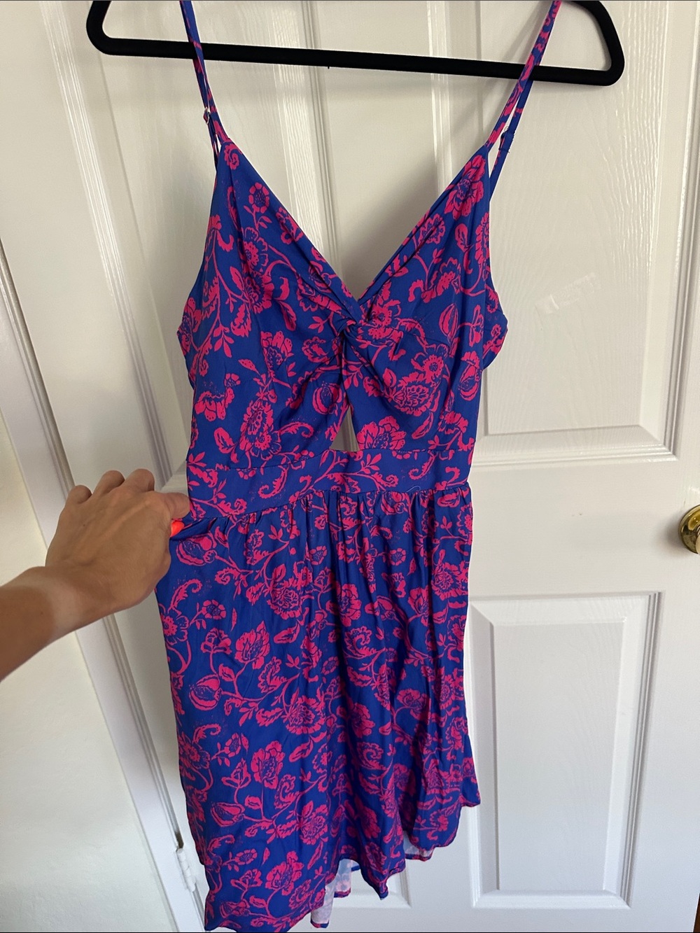 Blue and Pink Floral One-Piece Dress